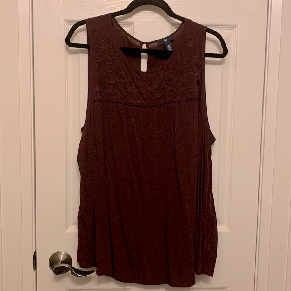 Gap Embroidered Plum Tank Blouse